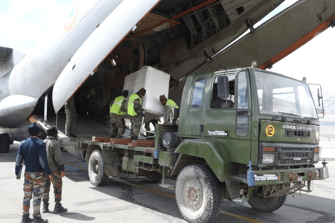 Indian Air Force airlift oxygen containers