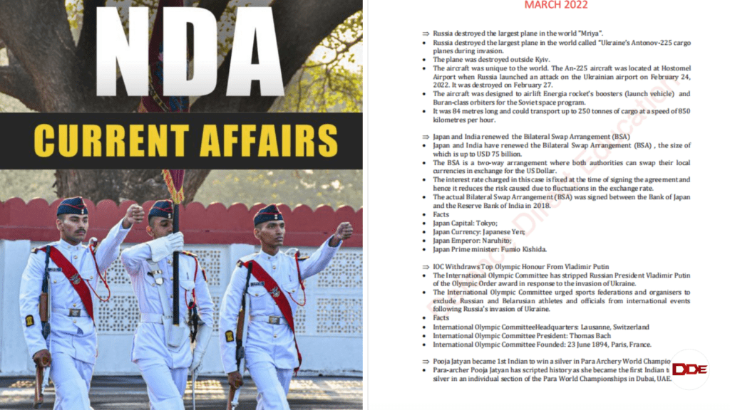 cds nda current affairs 2022