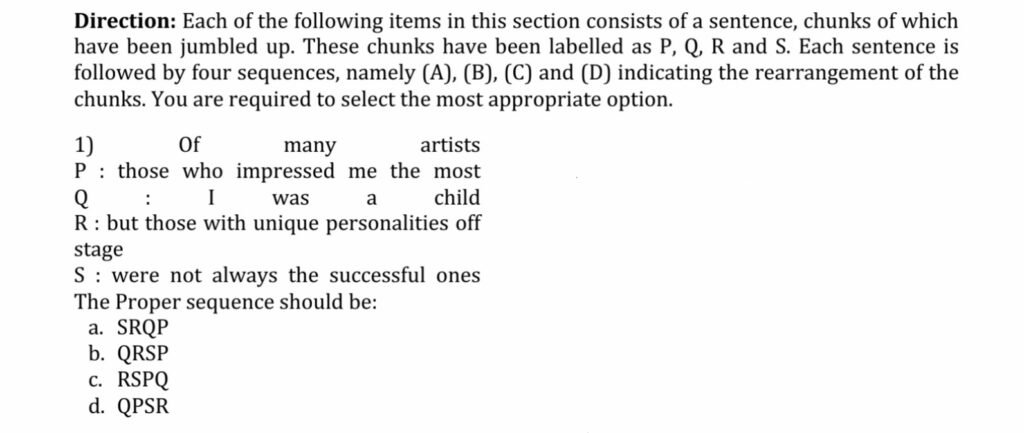 ordering of words upsc