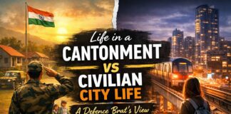 life in army cantonment vs civilian life