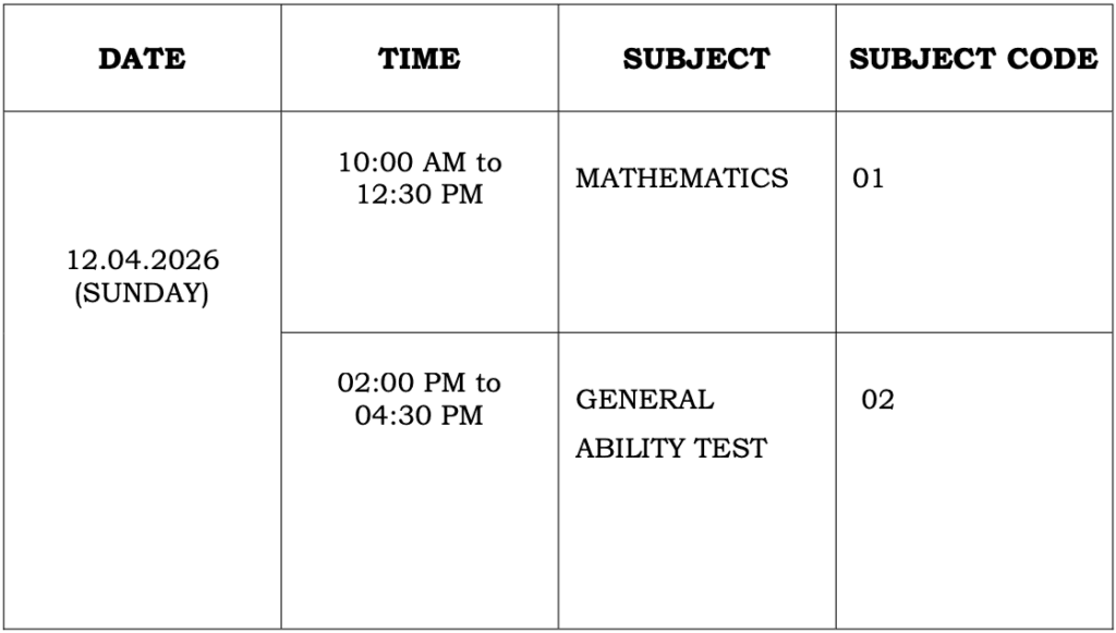 nda 1 2026 time table