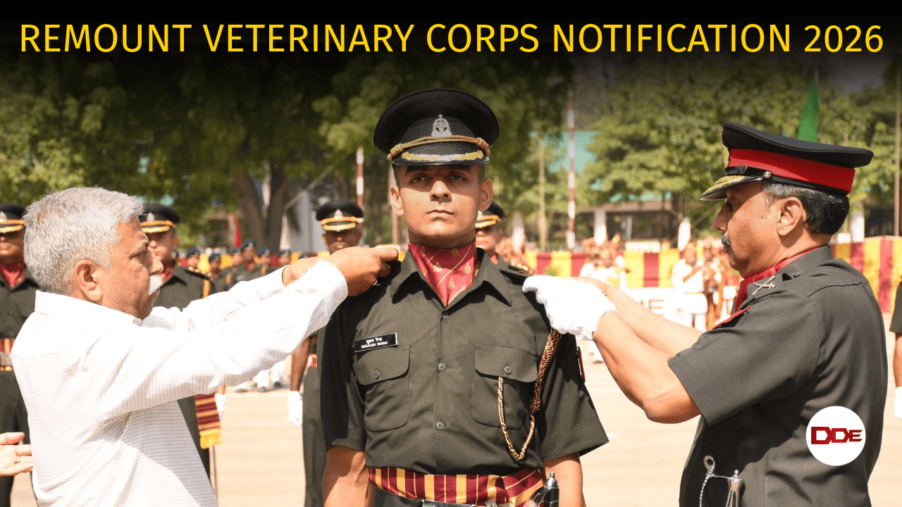 Remount Veterinary Corps rvc notification 2026 indian army
