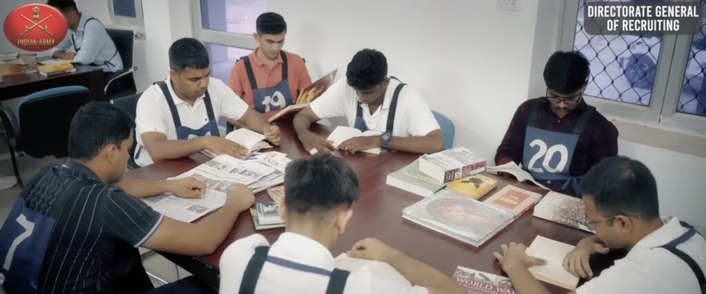 Candidates studying during free time at SSB centre.