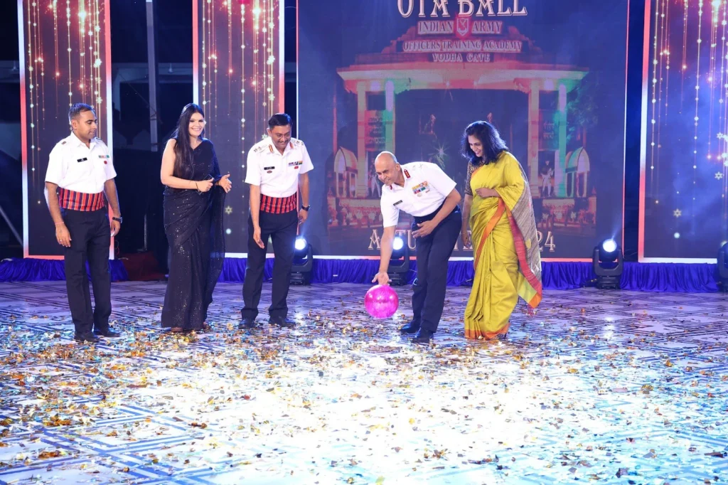 Commandant of OTA rolling the ball at the ball party.
