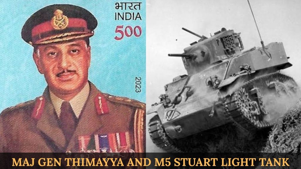 Major General Thimayya and M5 Stuart tank