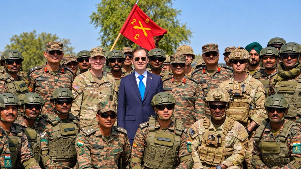 Sergio Gor with troops of US and Indian Army