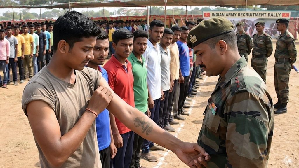 Tattoo checking at Army rally